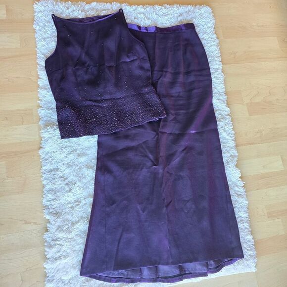 ALEX EVENINGS Women's Two Piece Set Violet Purple Sz 10P Embellished Gothic Y2k - Picture 4 of 13
